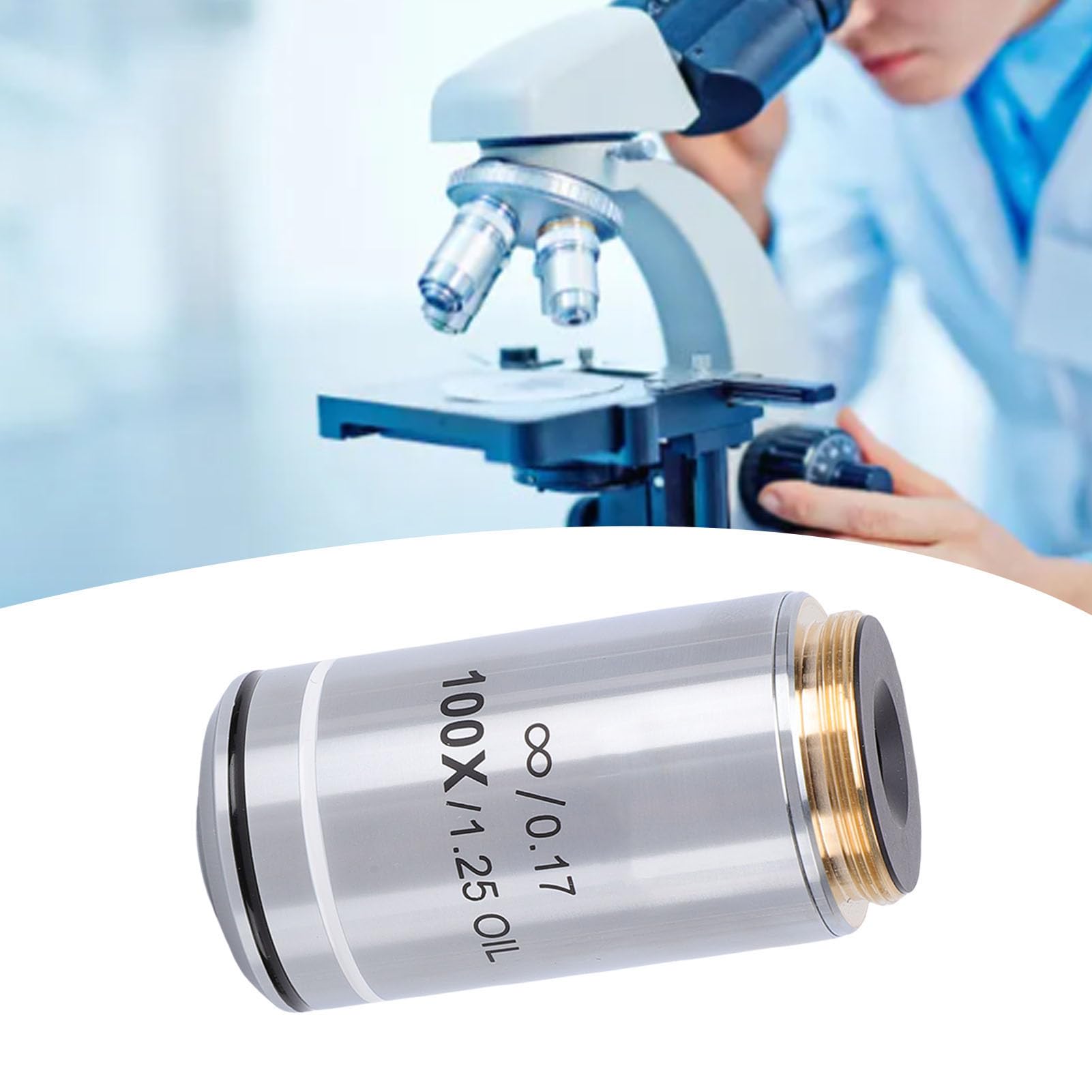 Obiettivo Plan 100X con qualità Dell'immagine Superiore per Impostazioni Didattiche del Microscopio Biologico Lega di Alluminio 20,2 Mm