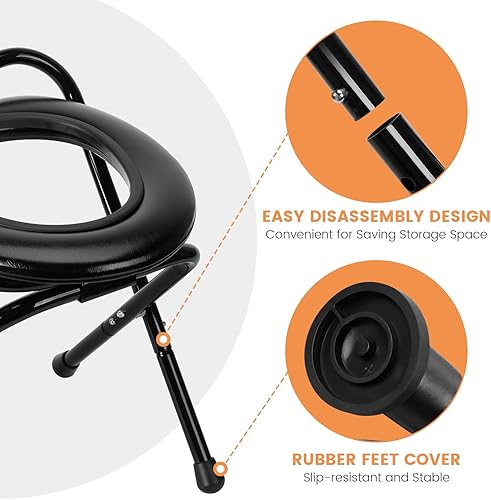 Miniatura 6 de Heytrip Inodoro portátil mejorado para acampar con 40 bolsas de inodoro, inodoro de acero inoxidable de 350 libras de capacidad para acampar con