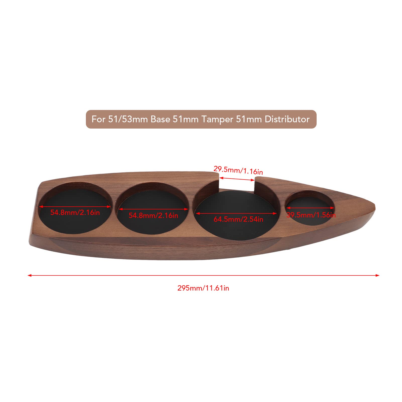 BestAlice - Juego de 3 Martillos de Café para Apisonar, Soporte para Filtro de Café, Alfombrilla para Café Expreso, Alfombrilla para Café de Madera de Nogal, Juego de Distribución de Acero(51 mm)