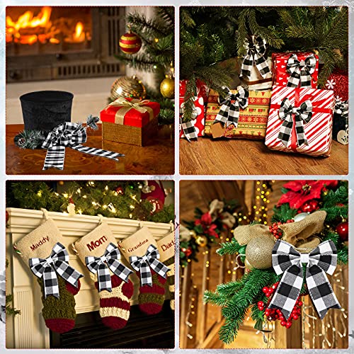 13 Pieces Christmas Tree Topper Hat Buffalo Plaid Toppers Bow Christmas Tree Bows With Christmas Tree Topper Hat Tree Topper Black Fabric Hat Christmas Tree Decor For Home Decor (Chic Pattern) #TOP5