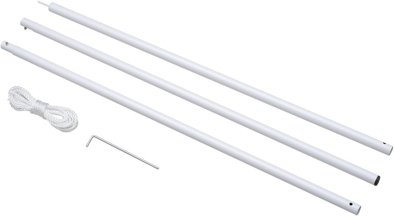 Outsunny Sun Sail Shade Canopy Adjustable Installation Pole/Pipe Kit White Patio