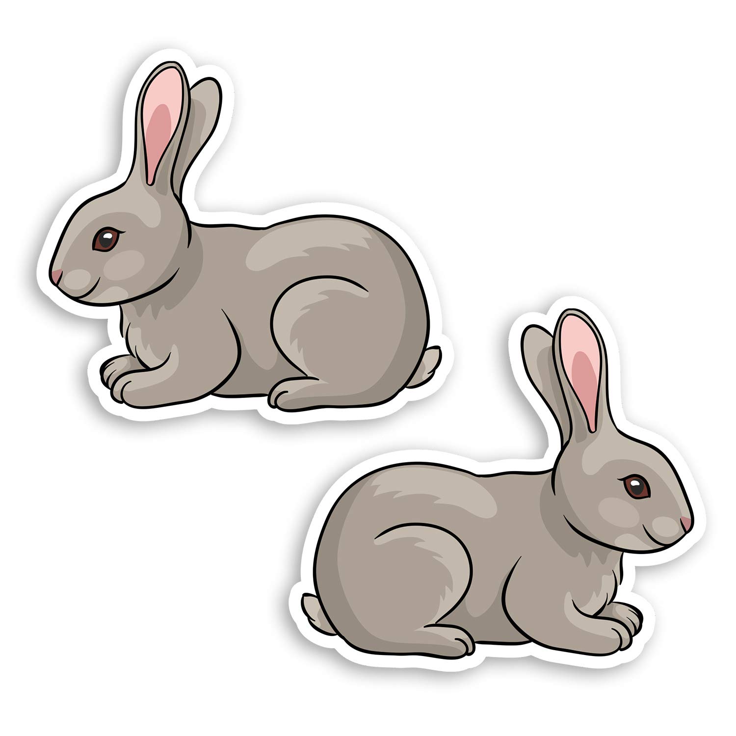 Destination Vinyl Ltd Multi 2 X 10Cm Cute Grey Bunny Rabbit Vinyl Stickers - Rabbits Pet Kids Sticker #29072
