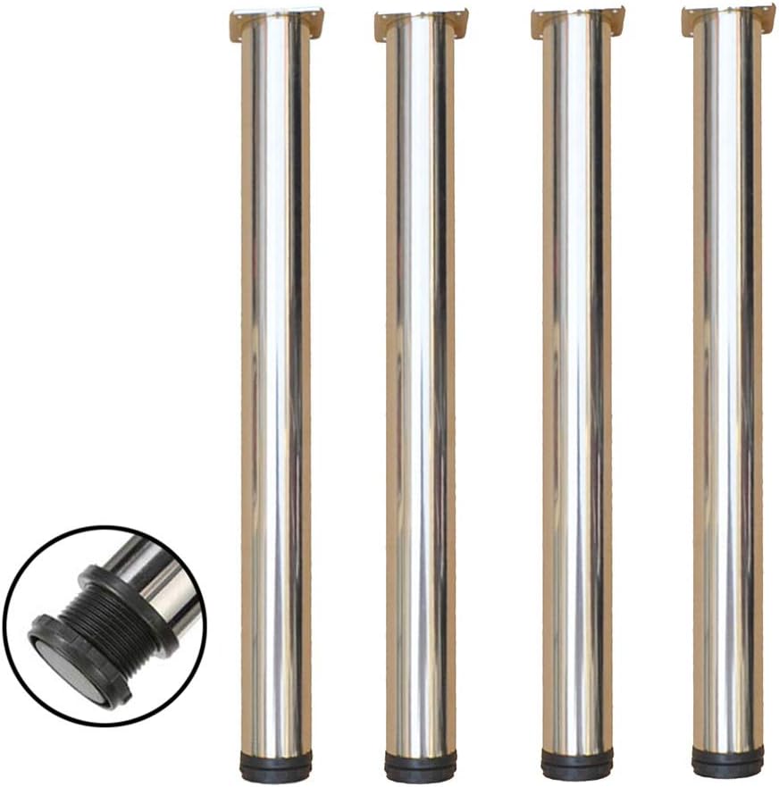 ISolay 4 PCS Table Legs Adjustable Height, Cabinet Support feet, Replacement Leg, DIY Furniture Table Legs for desks, Coffee Tables, Kitchen Tables, Stainless Steel Finish