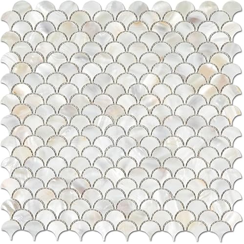Diflart Azulejos de concha de muro para cocina, baño, ducha, spa, pared y piscina, paquete de 6 hojas