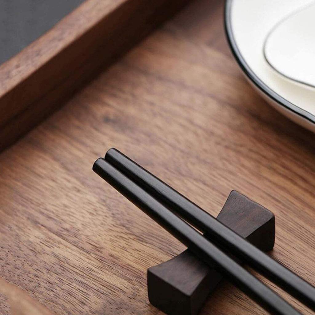 FAMMIX Ensemble cadeau de baguettes en bois naturel avec coffret cadeau et repose-baguettes, baguettes en bois sculptées à la main, réutilisables, passent au lave-vaisselle, baguettes japonaises pour