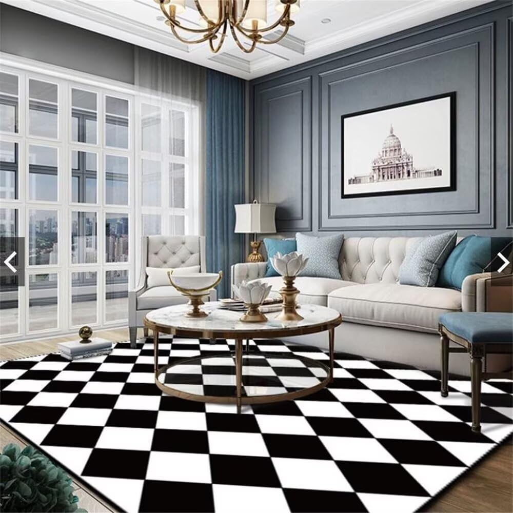 Tapis de salon géométrique moderne 160x200cm pour chambre d'ado fille