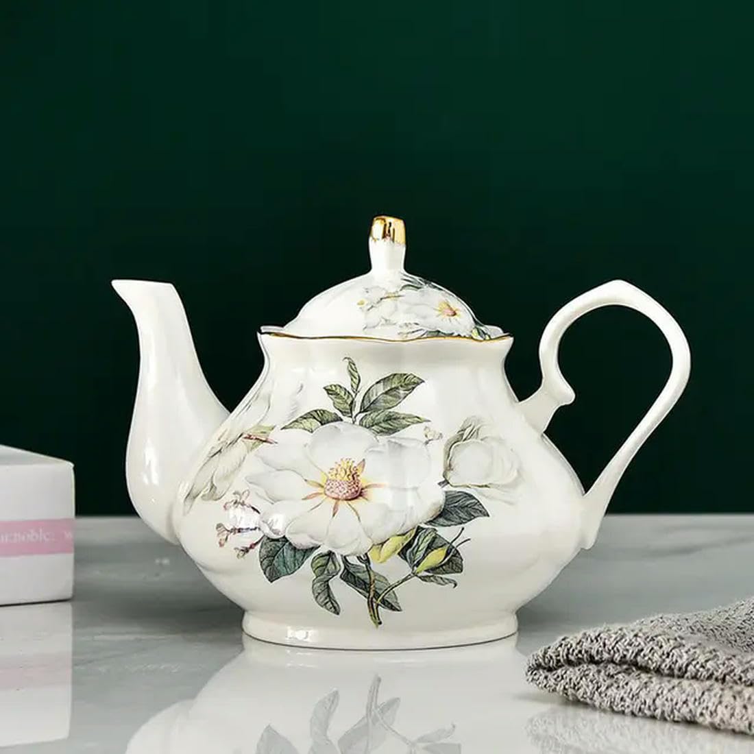 Teiera Europea in Porcellana Cinese da 400 ml. Set da tè pomeridiano Inglese. Teiera in Porcellana. Caffettiera Resistente al Calore