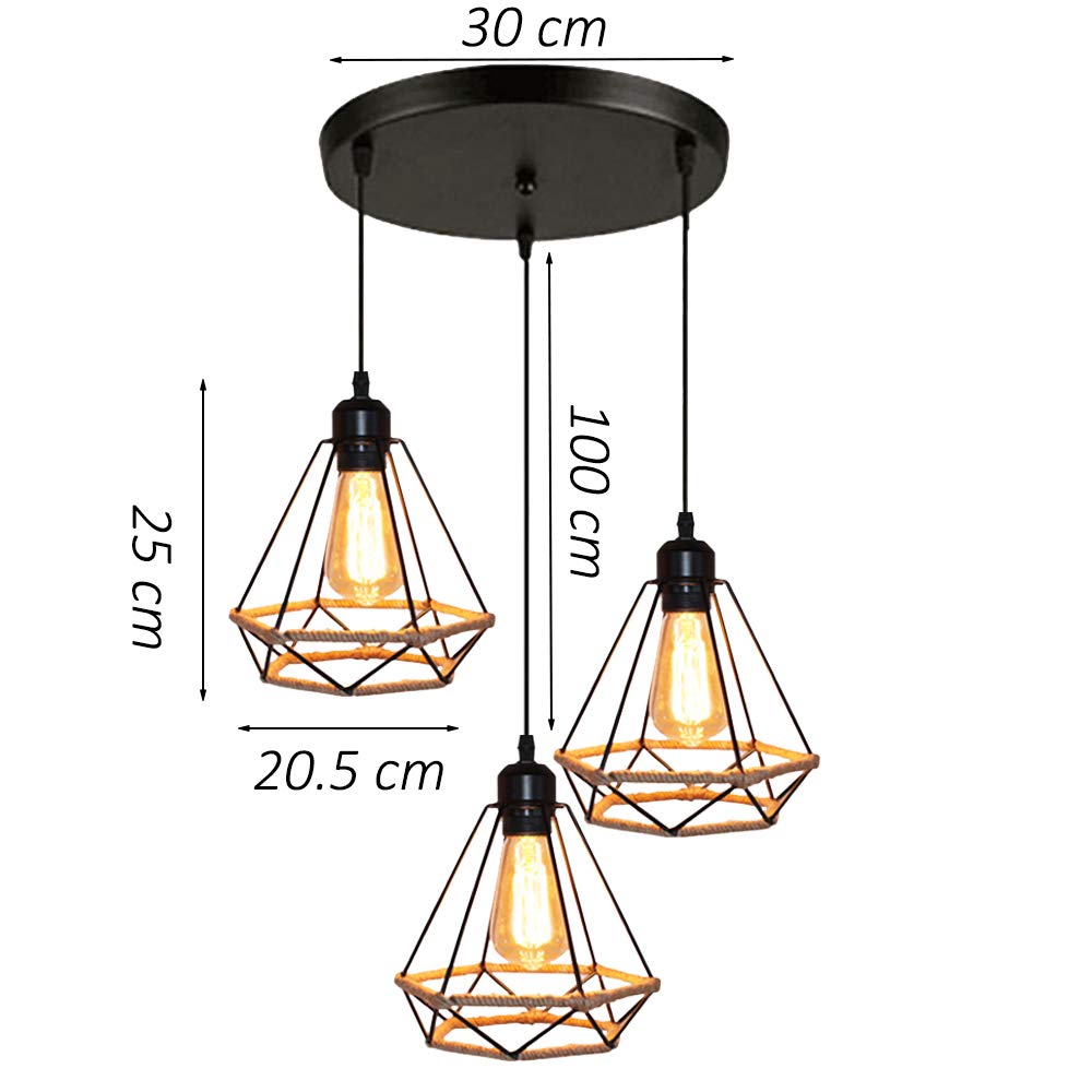 Lampada sospensione industriale vintage lampadario sospensione retrò metallo lampada soffitto design Edison per soggiorno camera letto bar ristorante | Leroy Merlin