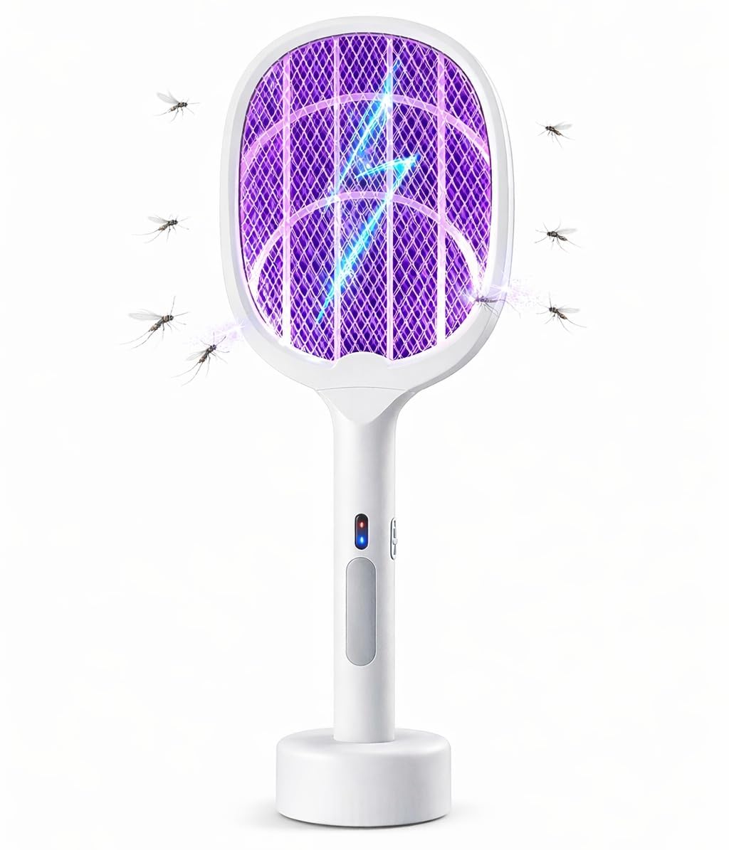 2 in 1 Mosquito Killer Racket with UV Light | Manual & Auto Kill Modes | Rechargeable Lithium Battery | Type-C USB Charging | Electric Mosquito Bat with Base Stand (M3)-image-24
