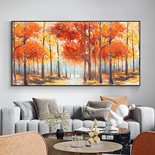 Tableau automne peint à la main grand format 120x240cm - 2
