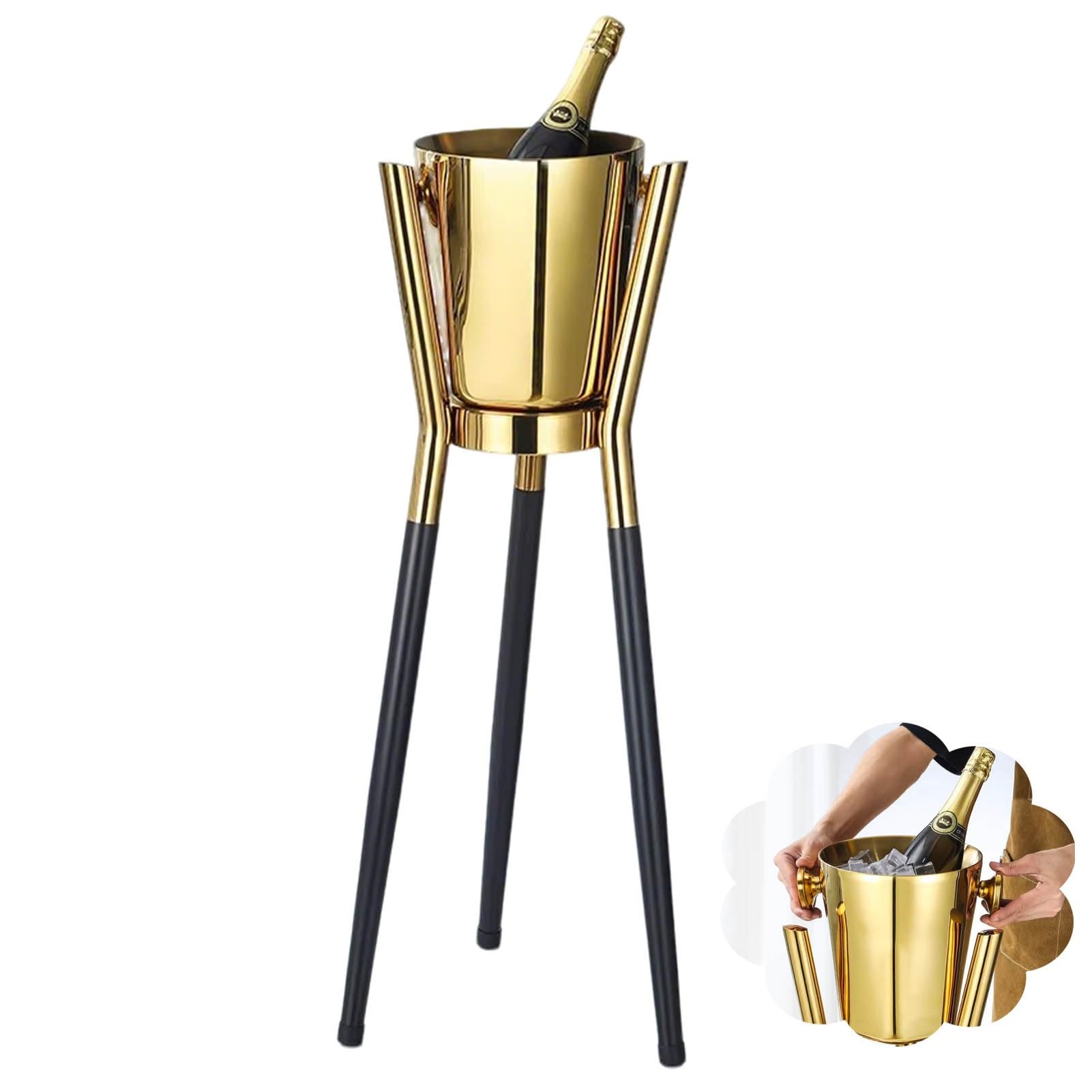 Secchiello Ghiaccio Secchiello per Champagne da Terra con Supporto Porta-rinfrescatore per Bottiglie di Vino per Feste e Matrimoni Secchiello per Birra Rimovibile con Maniglie(B)