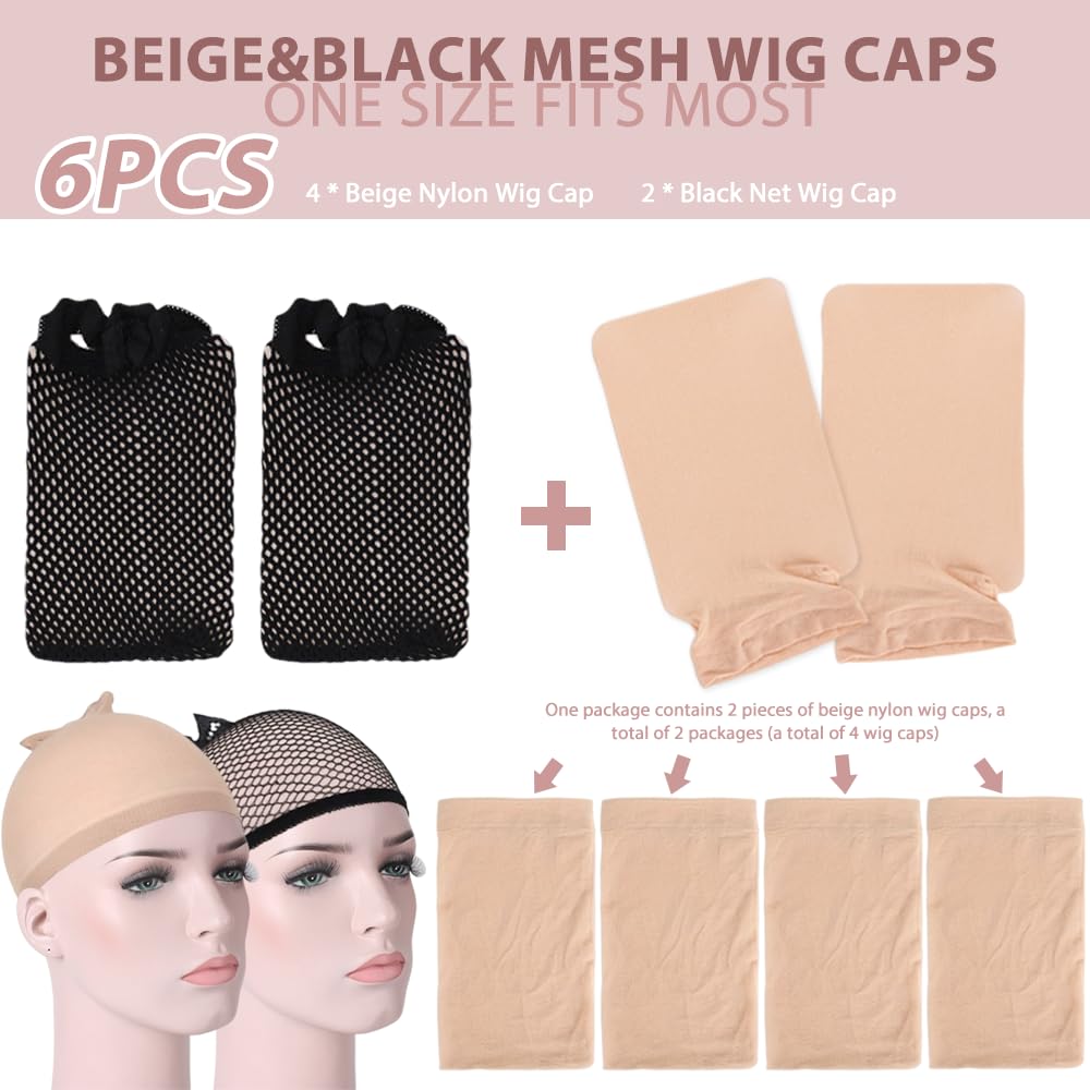 Gorros de Peluca Redecilla Elástico Transpirable Unisex 6 Piezas