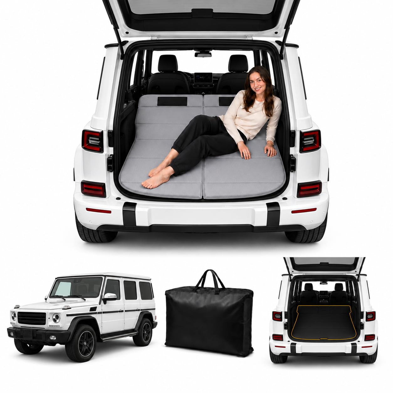 Car Mattress for G-Class 2002–2018, Upgraded Non-Inflatable Thickened Foam SUV Car Camping Mattress, Foldable Trunk Sleeping Pad Car Bed Mattress for Road Trips Camping Travel