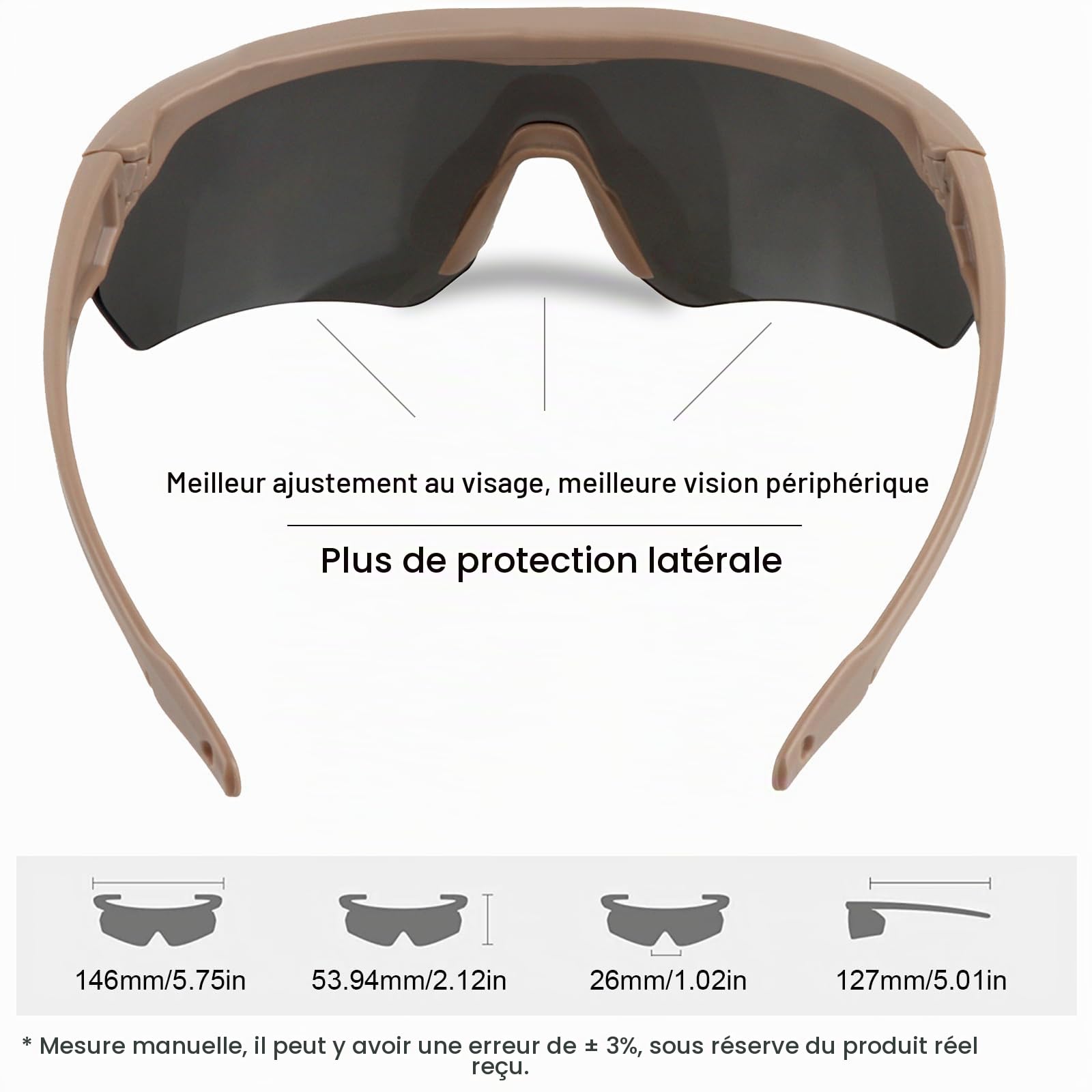 Lunettes de sport Lunettes anti-buée, Lunettes de soleil anti-UV400 Hommes et femmes pour le cyclisme, la randonnée, la course, la lecture