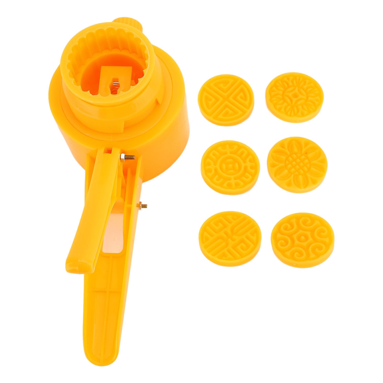 Tissting Mooncake Stamps with 6 Stamps, Mid Autumn Festival DIY Hand Press Cookie Stamps Pastry Tool Moon Cake Maker, Food Grade Plastic 50g Dessert Pastry Tool for Home