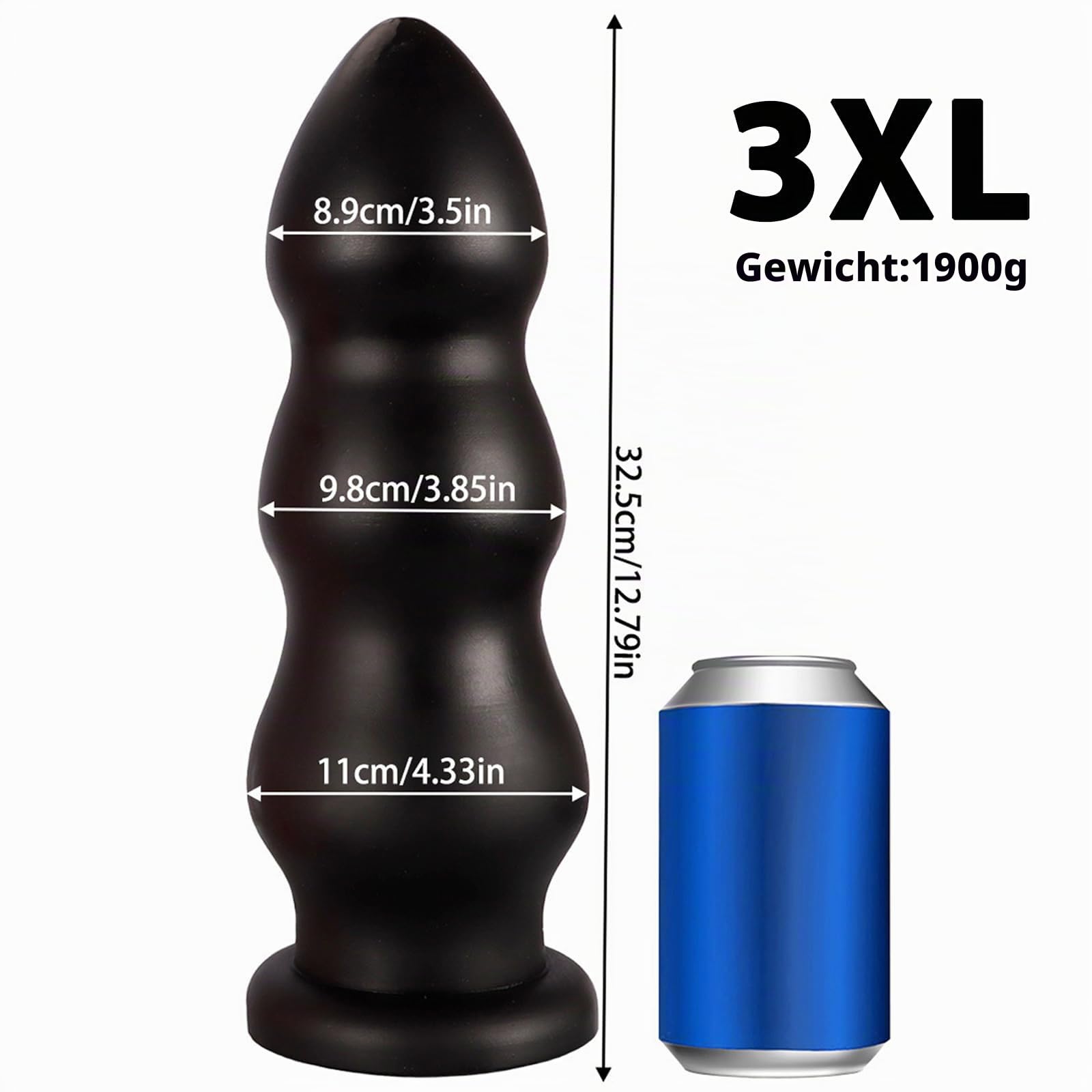 32.5 * 11CM Dildo Analkugeln Analdehner,Analdilos Dilatatoren(Schwarz,XXXL)