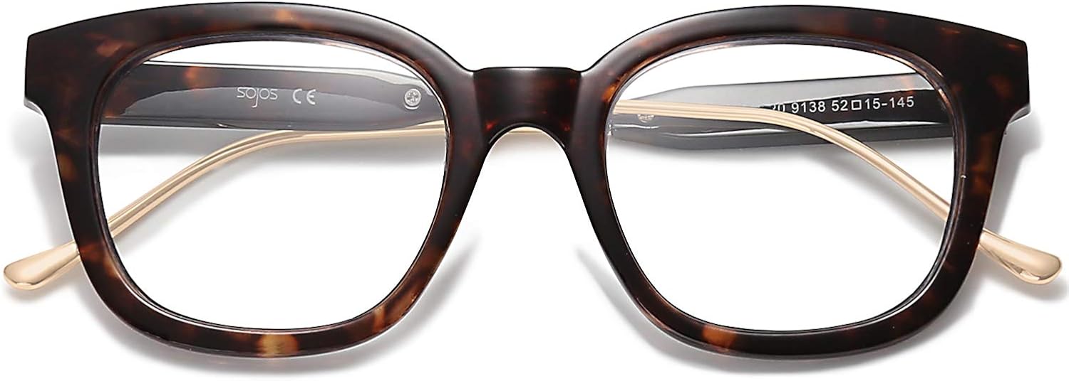 SOJOS Classic Square Blue Light Blocking Computer Glasses for Women Men SJ5060