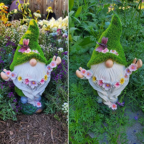 Dilicoming Garden Gnomes Decoration For Yard - Christmas Outdoor Gnome Statue With Solar Light, Dwarf Sculpture For Outside Patio Porch Lawn Decor, Thanksgiving Decorations For Home #TOP1