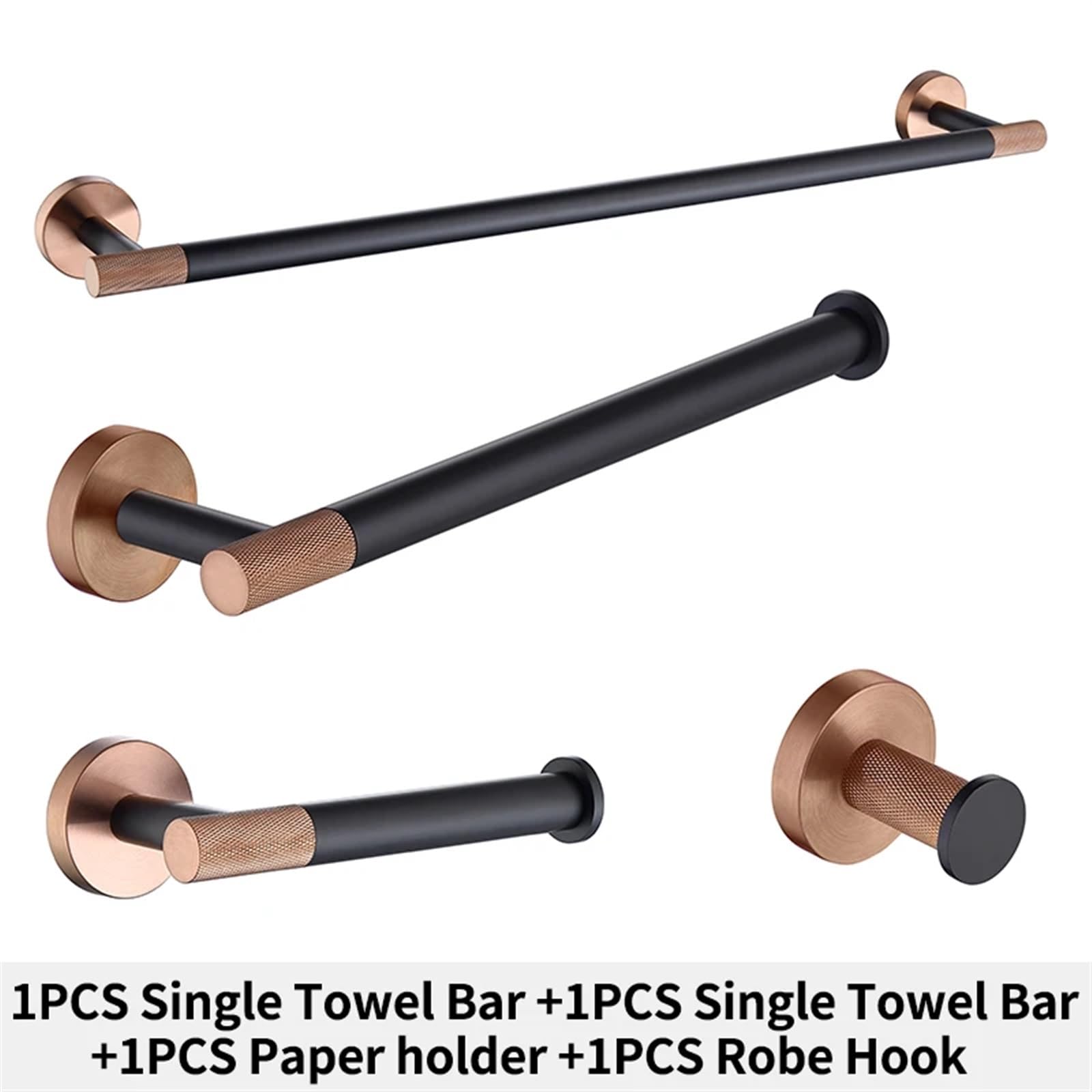 Porta Scottex Acciaio inossidabile 4-PCS Oro rosa Nero Montato a parete Barra singola Portasciugamani Portasciugamani Appendiabiti Appendiabiti Porta carta igienica Per Cucina,Bagno(Whole Set)