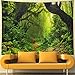Leofanger Misty Forest Tapestry Nature Green Tree Wall Tapestry Virgin Rainforest Landscape Wall Hanging for Bedroom Living Room (59.1