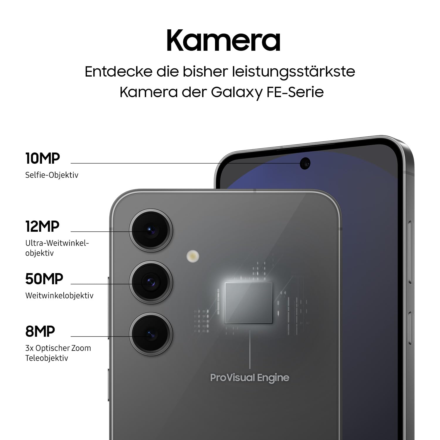 Samsung Galaxy S24 FE AI Smartphone ohne Vertrag, AI Handy mit Android, 8 GB RAM, 128 GB Speicher, 50-MP-Kamera, Lange Akkulaufzeit, Graphite, 36 Monate Herstellergarantie [Exklusiv bei Amazon]