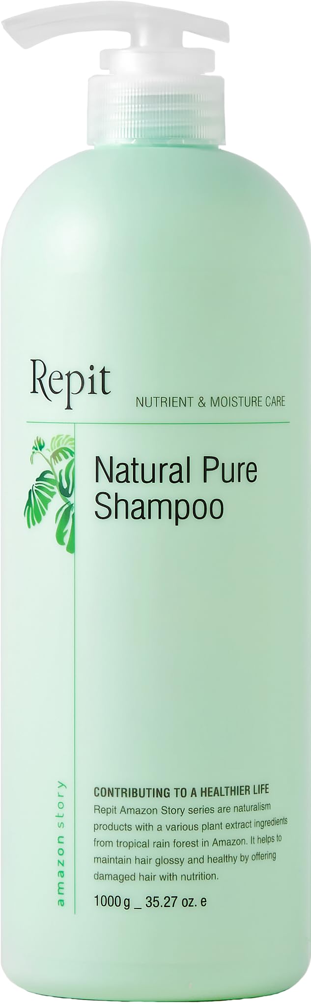 Repit Natural Ion Therapy Pure Shampoo 33.81 fl oz Contains Sacha Inchi, Omega 3.6.9 for All Hair Types, Restore Dry and Damaged Hair - Sulfate,