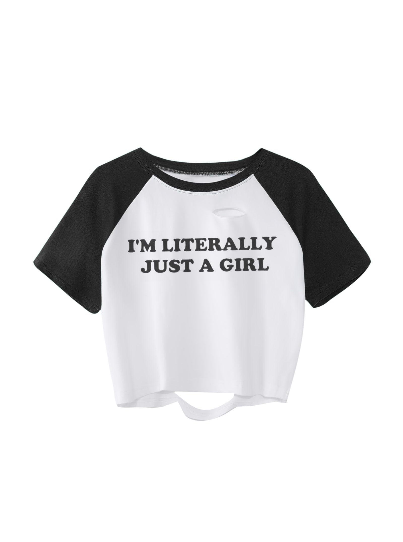 Avanova Women Skull Finger Graphic Distressed Tee Shirt Ripped Short Sleeve Crop Tops