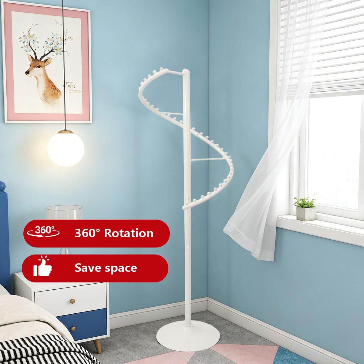 360° Drehbar Kleiderständer 180cm Spiral Kleidungsständer Kleiderstange