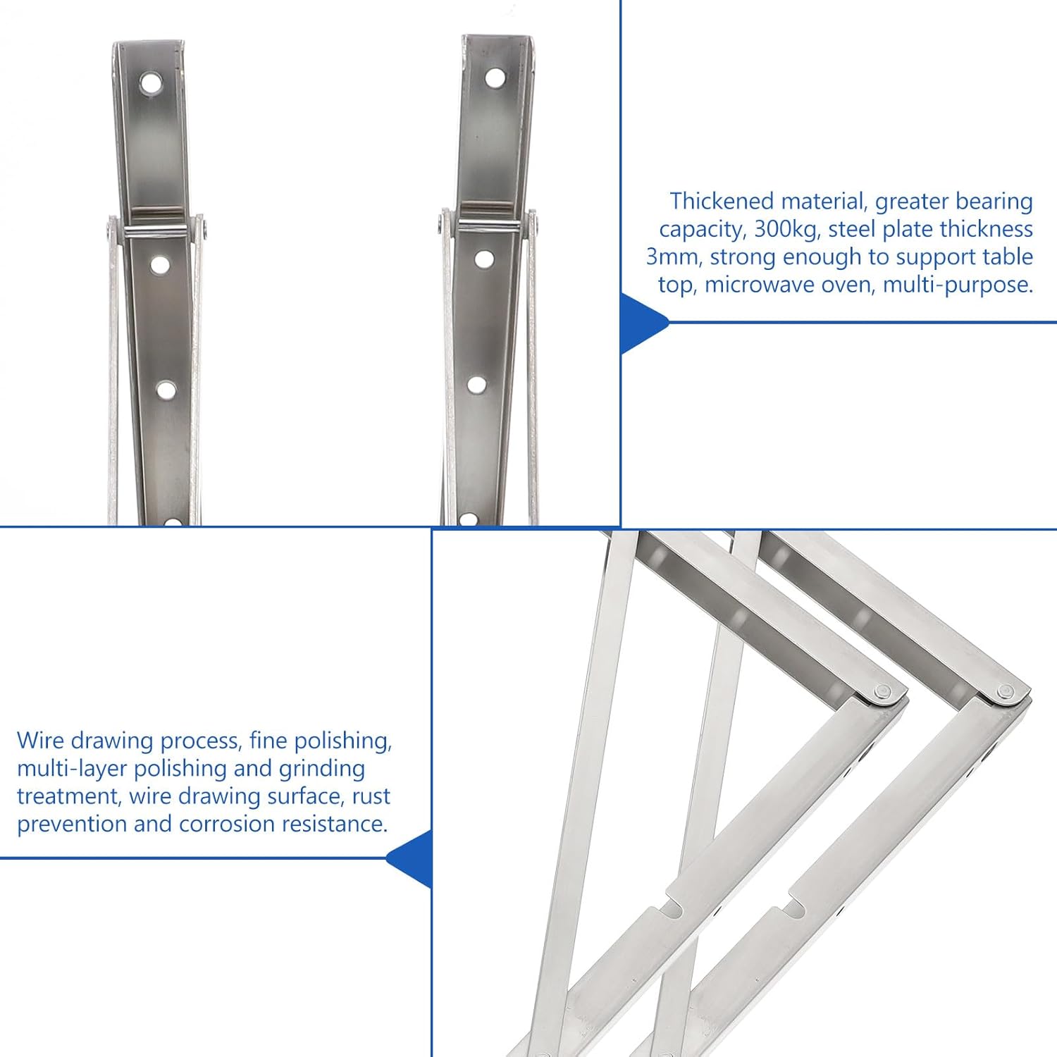 Zerodeko Stainless Steel Folding Support Brackets 20-inch Heavy Duty Wall Mount Shelf Brackets for Home and Garage