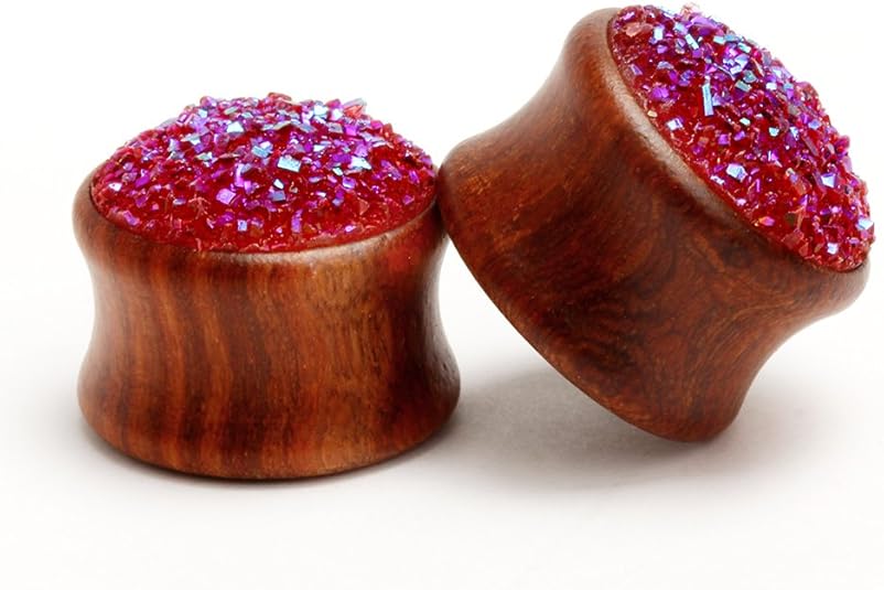 Tappi Per Orecchie In Legno - 2 Paia, Calibri 6-20mm, Acciaio Chirurgico, Per Piercing - Foto 11