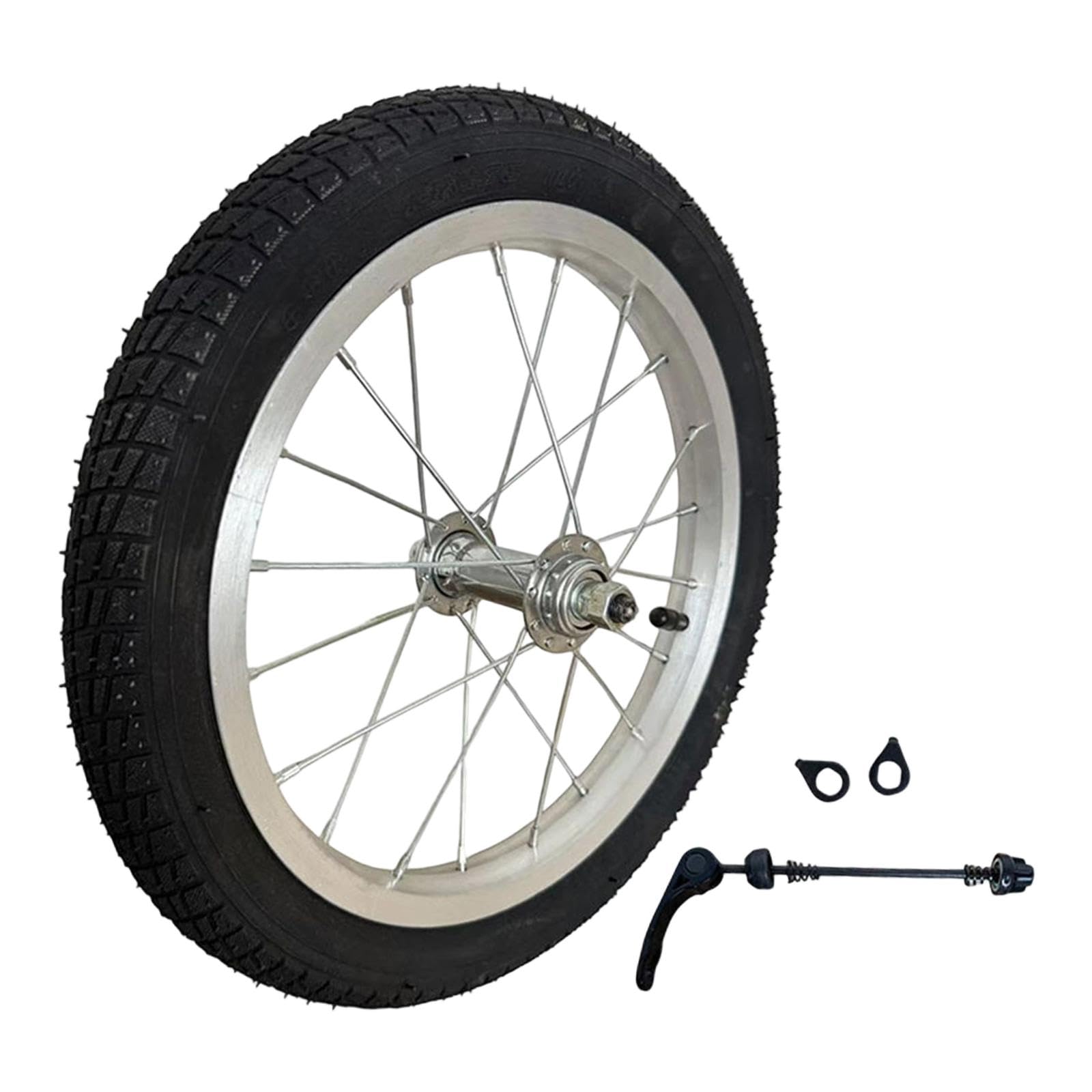Roue de Remorque Vélo, Pneu Caoutchouc Antidérapant et Aluminium, Dégagement Rapide, Plaque Fixation Crochet, Structure Haute Résistance, pour Remorque Bicyclette Enfant ou Cargo, 14 Pouces