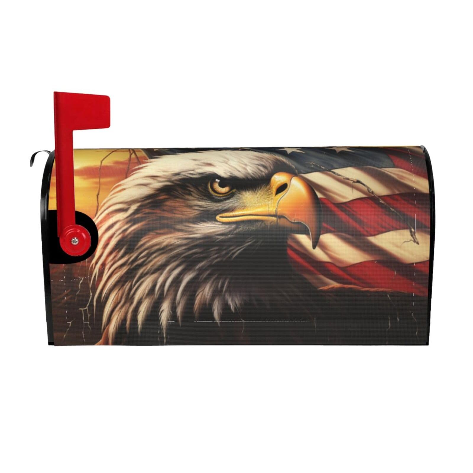 Flag and Eagle Mailbox Covers Magnetic Wraps Post Letter Box Cover Garden Home Decor 25.5x21 in