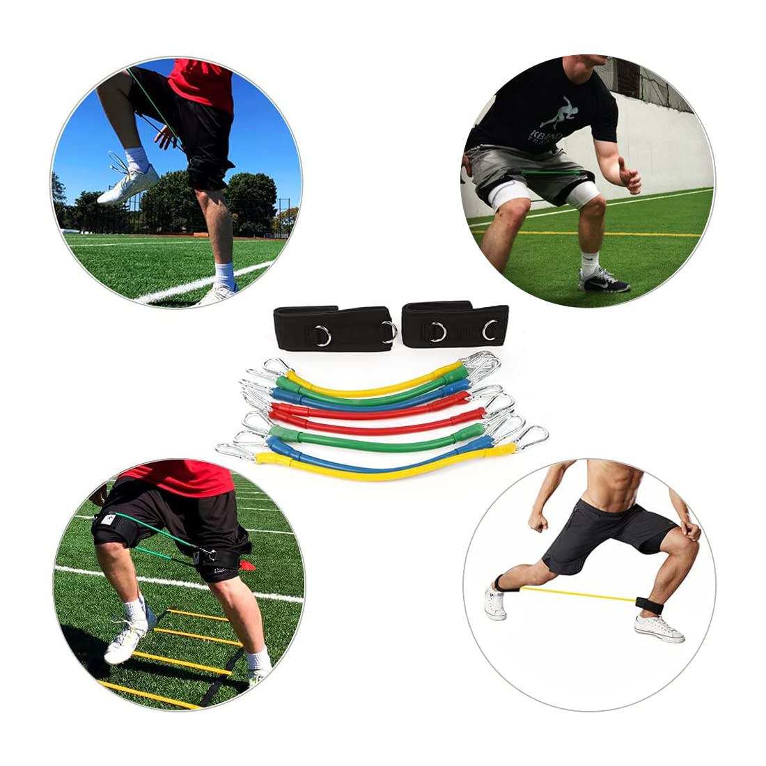 Fussball Trainingszubehör, Fussball Trainingsset Koordinationsleiter Trainingsleiter, 20 Hütchen, Einstellbare Hürden, Widerstandsschirm, Springseil, Bänder, Fussball Geschenk Jungen