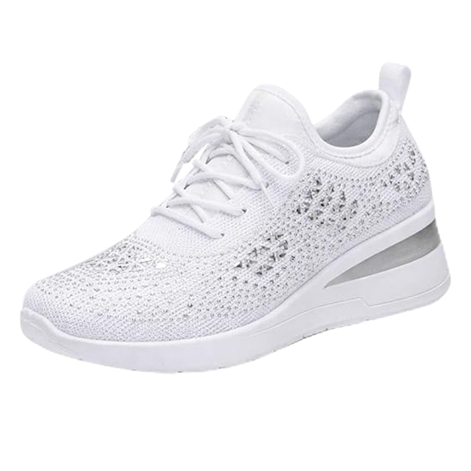 Sneakers estive da donna, traspiranti, eleganti, glitterate, con zeppa | Scarpe sportive con lacci, leggere, traspiranti, sportive, per il tempo libero, per la città e le attività all'aperto