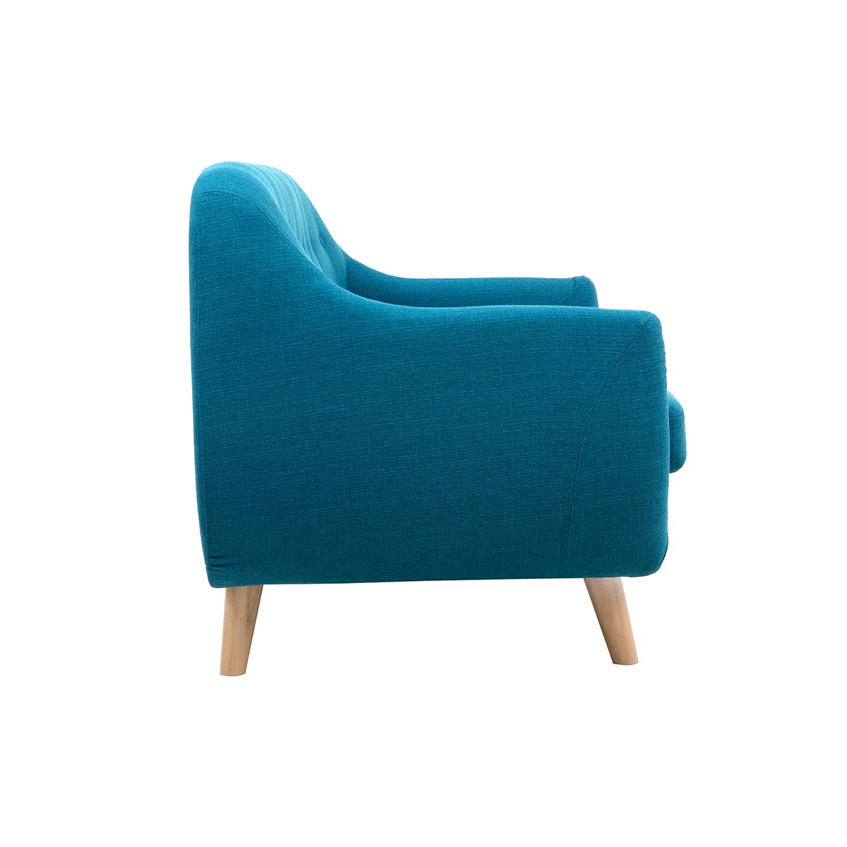 Miliboo YNOK - Sofá Escandinavo Desenfundable (2 Plazas) Muebles de Salon, Sofas Pequeños, Color Azul y Pato y Madera Clara