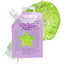 KARA BEAUTY Sparkle Party Glitter Gel for Hair & Body - Green Rockets - Body Glitter with Aloe Vera & Lavender Water - Fun Face Paint Makeup - Festival Glitter Gel - No Mess