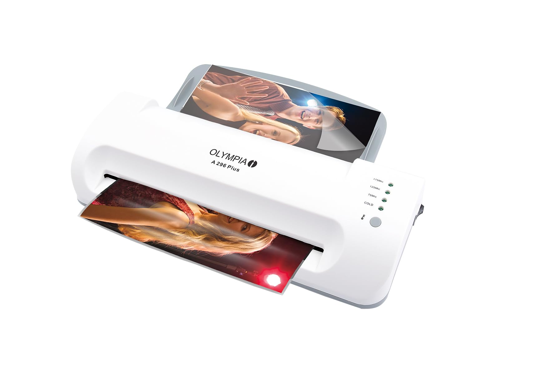 Olympia A 296 Plus Laminiermaschine Backloader (80-175 Micron, Bis DIN A4, Visitenkarten, Laminierer mit Folien, Laminiergerät Set für Büro, Laminator zum Heiß- und Kaltlaminieren)