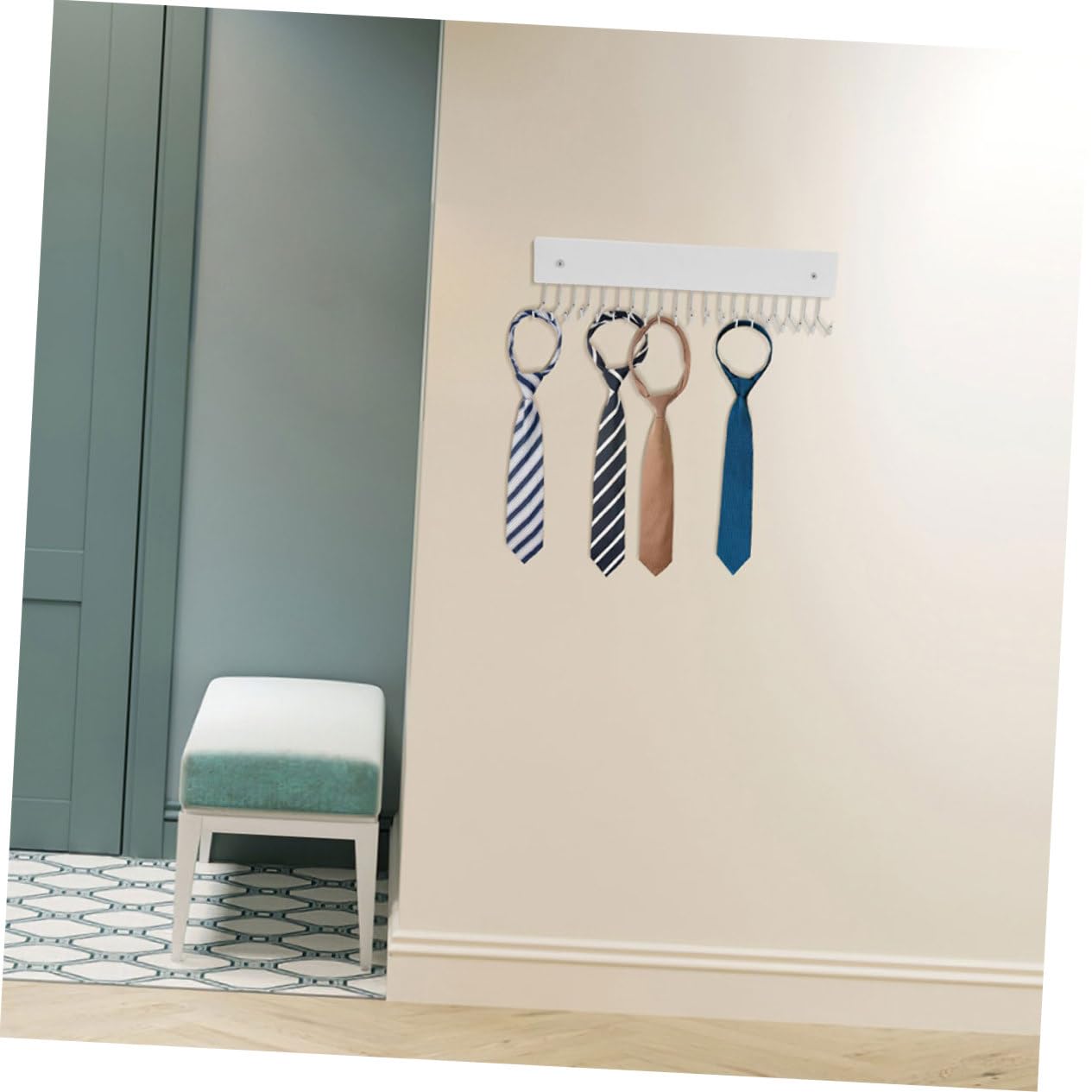Perchero de Pared para Corbatas 2 Piezas, Madera y Hierro
