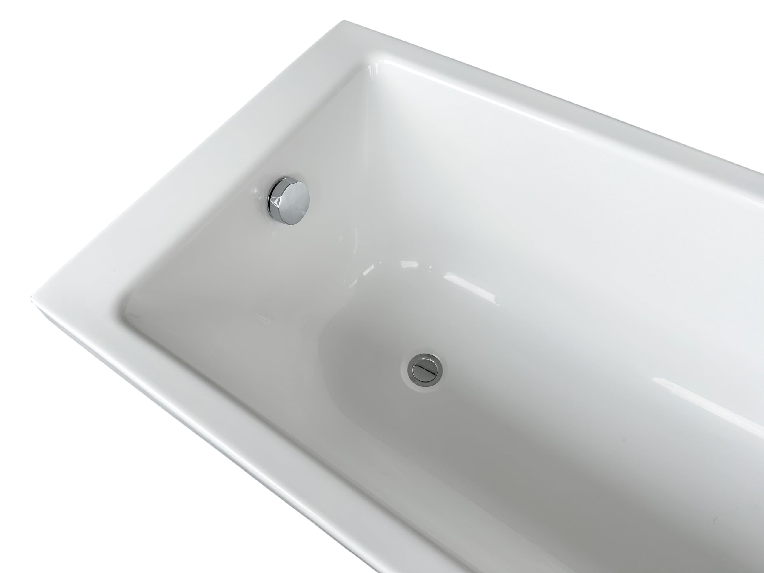 ECOLAM Vasca da bagno TAMI 140 x 70 cm + grembiule, vasca rettangolare in acrilico sanitario, set completo con grembiule acrilico, scarico e troppopieno, set di piedini automatici in silicone