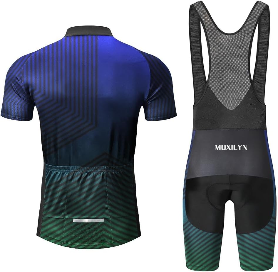 MOXILYN Men Cycling Jersey Set Bike Shorts and Jersey Suit 9D Padded Cycling Bibs MTB Shirts Short Sleeve Bicycle Clothes