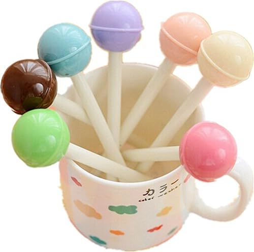 Moda linda novedad colorido caramelo Lollipop bola pluma oficina escuela material papelería (8 PCS)