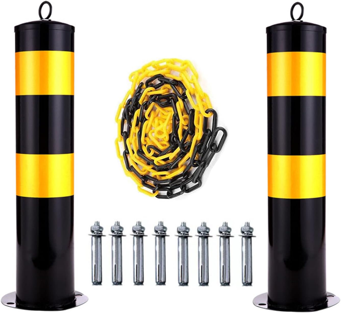 Niczu 2 Pcs Fixed Parking Bollard Security Posts with