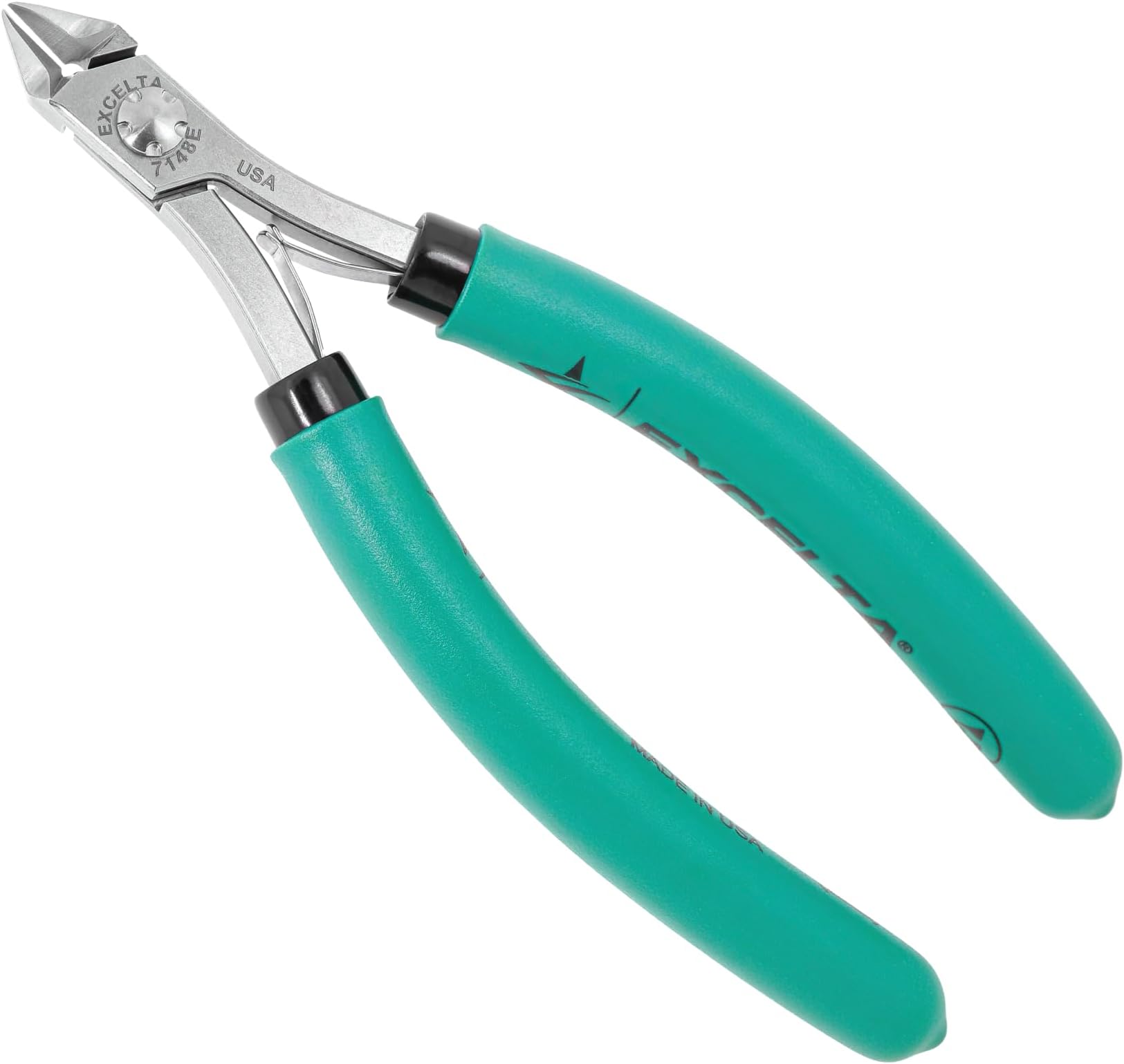 Excelta 7148E Lazer Line Medium Taper Relieved Head Cutters, Carbon Tool Steel, Laser Flush Cut Design for Precision, Soft Wire Cutting, Cushioned Foam Grips, Made in USA, Elite