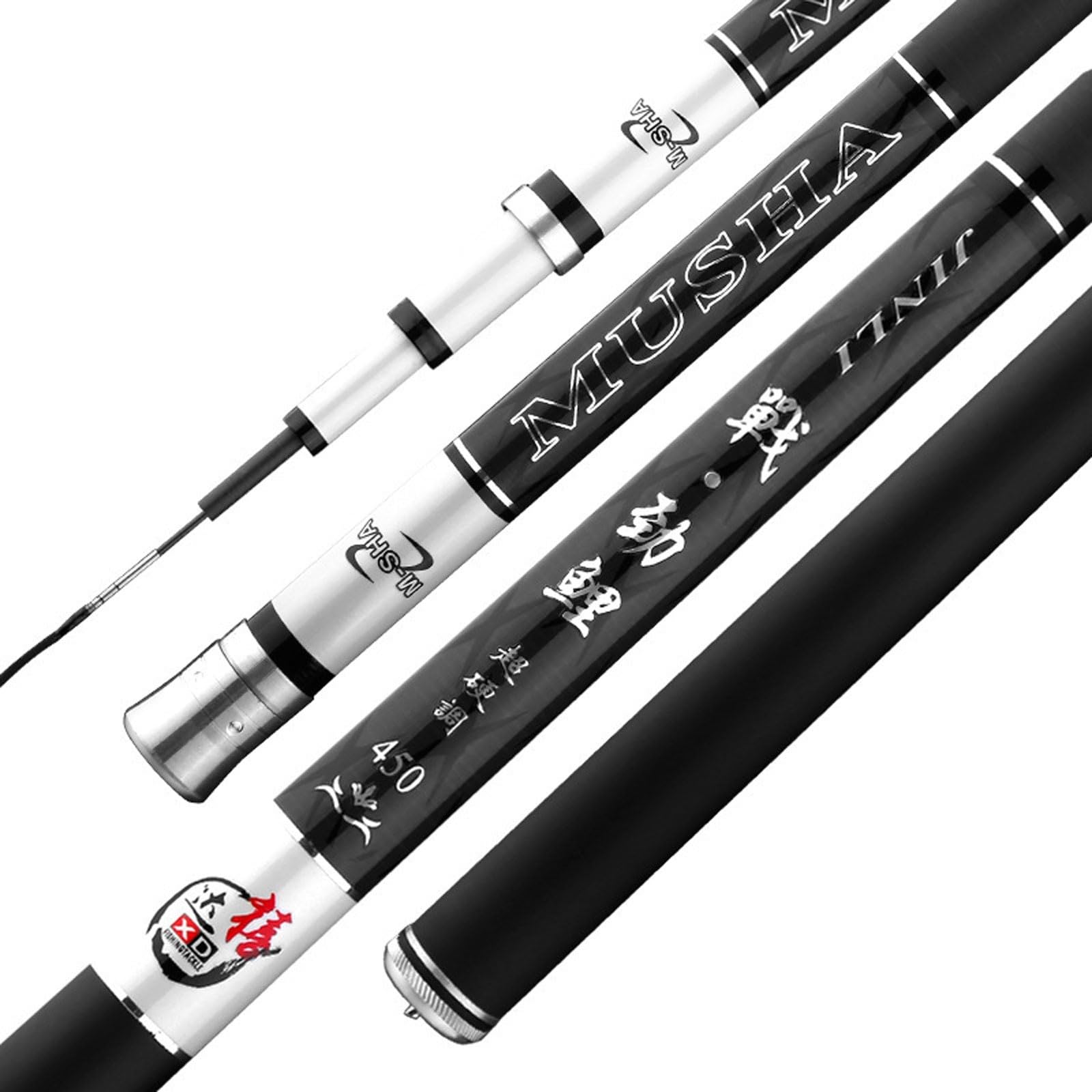 Canne A Peche Telescopique en Carbone (2.7m-7.2m) Ultra-Dur Canne à PêChe Chinoise Canne a Carpe Convient Aux Lacs RéServoirs RivièRes Et éTangs(5.7m)