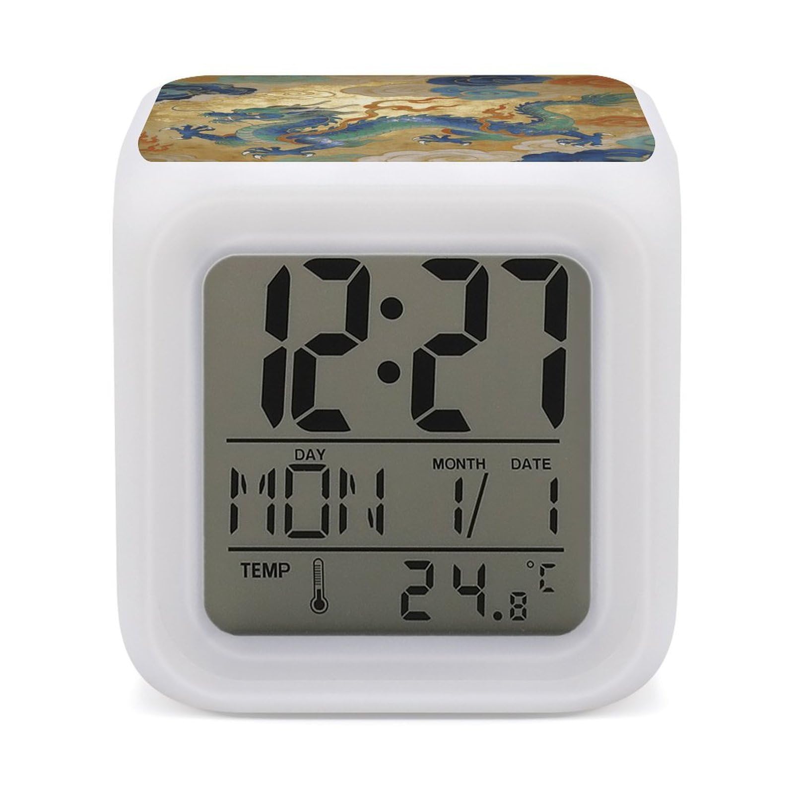 VstaDank Soaring Dragon in Auspicious Clouds Alarm Clock Alarm Clock with 7 Color Changing Digital Clocks for Bedrooms Sleep Training Clocks with Large Display for Office Kitchen Living Room