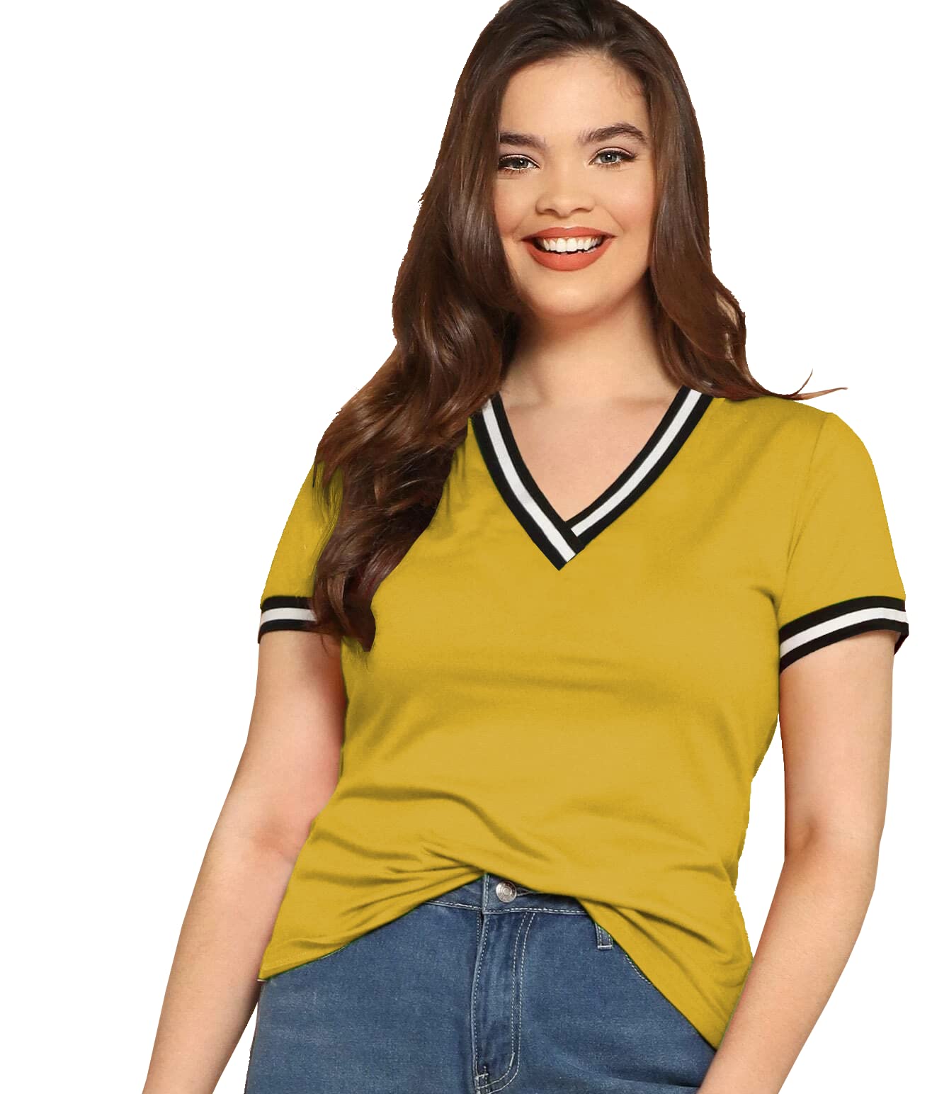 fabricorn Women's Multi Colour Rib Short Sleeve T-Shirt.-picture-32
