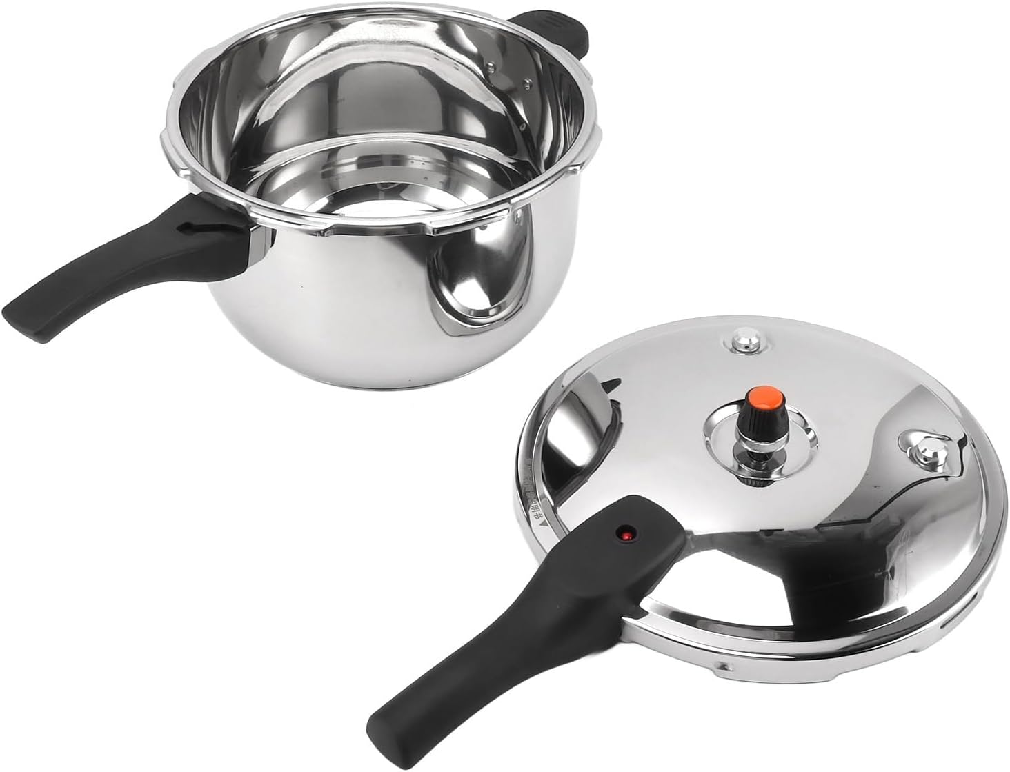 6L Stainless Steel Pressure Cooker with Spring Valve, Compatible with Gas and Induction Cooktop