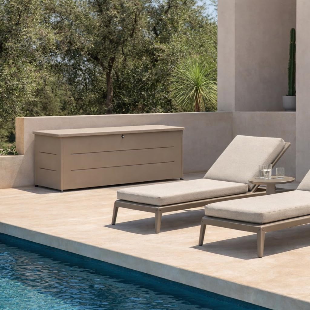 Coffre de Jardin 800L Taupe | Rangement Extérieur, Acier Galvanisé