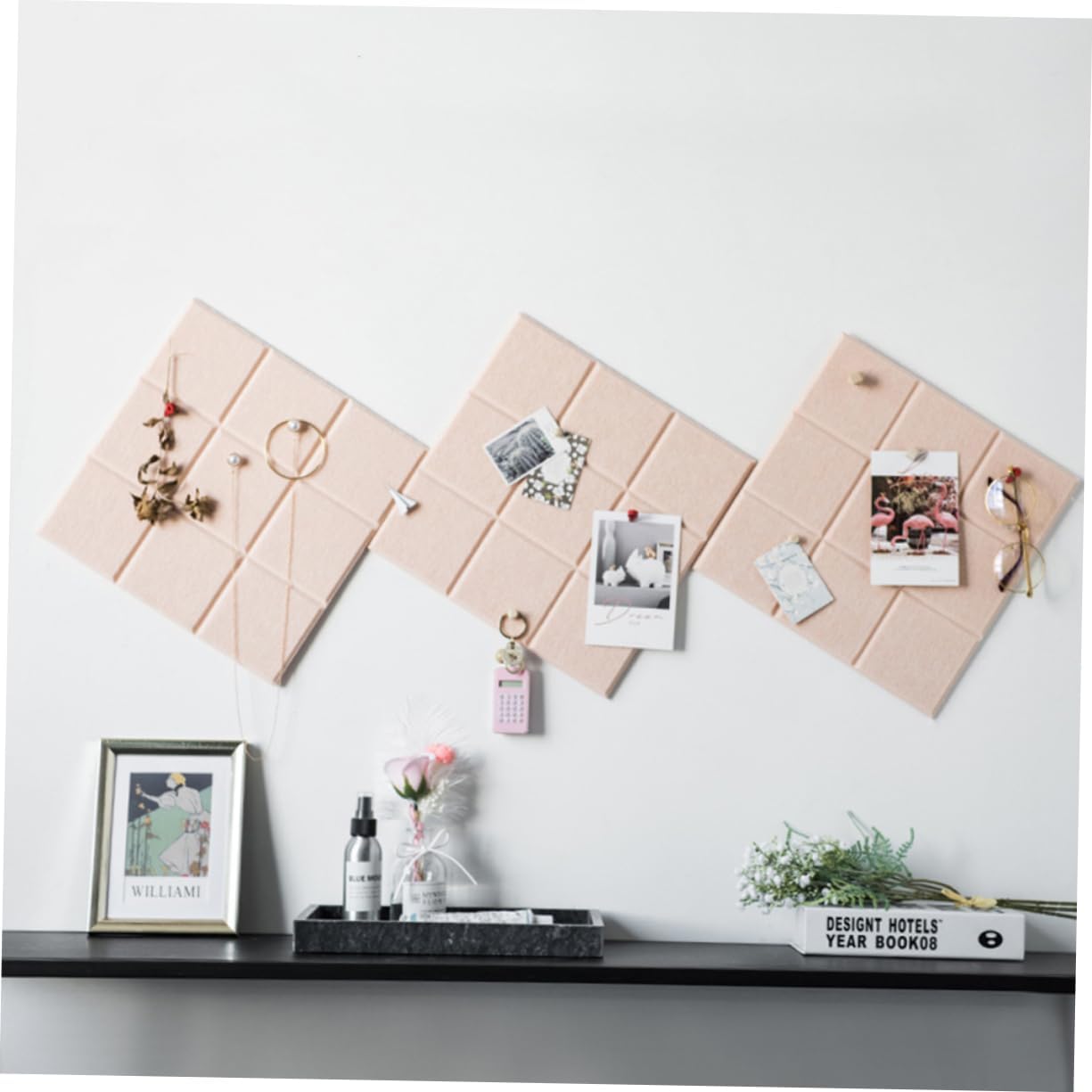 3pcs DIY Stereoscopic Message Board Photo Wall Display No Punching Felt Wall Decoration for Living Room Bedroom Office Beige