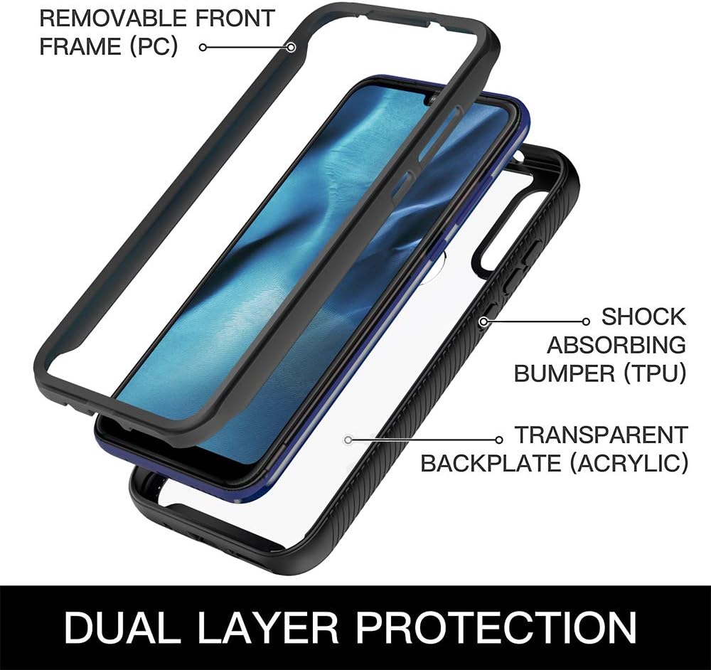 ONOLA Designed for Moto E 2020 Case,Moto E 2020 case,Moto E 2020 Heavy Duty Case with Screen Protector,Built-in Screen Protector, Cover for Motorola Moto E 2020 Phone(Clear/Black)